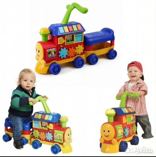 Паровозик каталка музыкальный, бизиборд