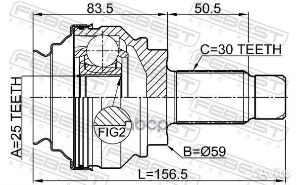 Шрус наружный задний 25x59x30 1910-X1R Febest
