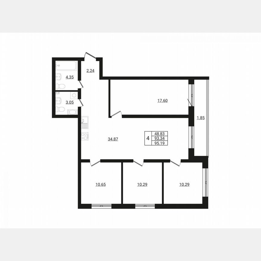 4-к. квартира, 96 м², 5/8 эт.
