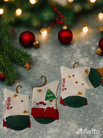 Носки детские новогодние комплект 5 пар
