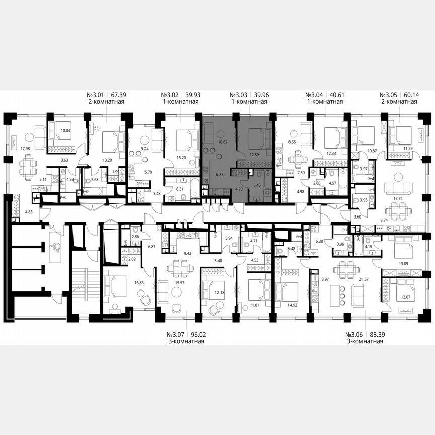 1-к. квартира, 40 м², 3/27 эт.