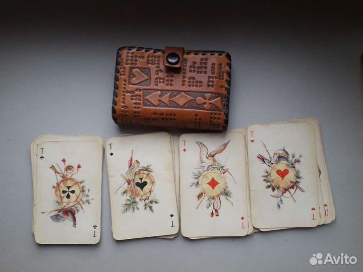 Игральные карты СССР в кожаном чехле