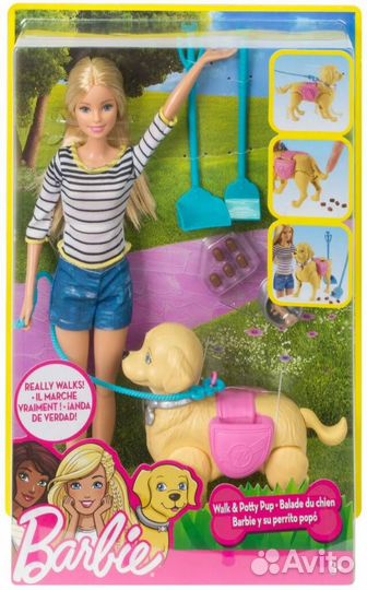 Кукла Barbie Прогулка с питомцем, 29 см, DWJ68