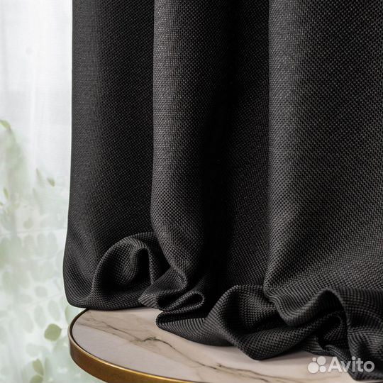 Шторы рогожка орфей черный новые на окна пошив