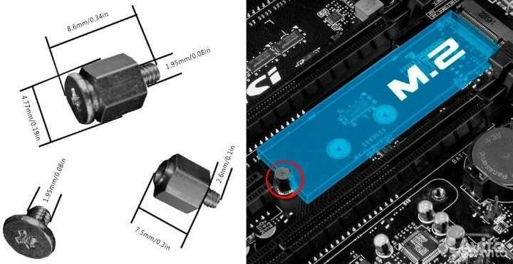Стойка и винт крепления ssd m.2 (NVMe)