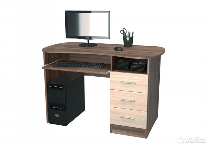 Стол письменный Меркурий Ясень шимо тёмн/светл