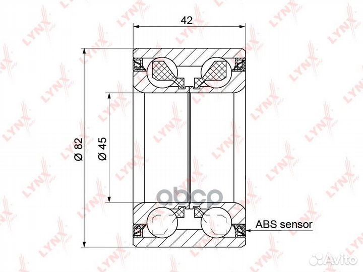 Подшипник ступицы перед. с ABS, 42x45x82 WB-1