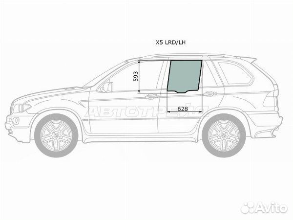 Стекло боковое опускное BMW X5, BMW X5 E53 00-06