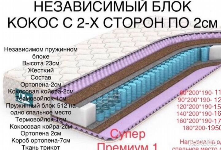 Матрас ортопедический качество премиум