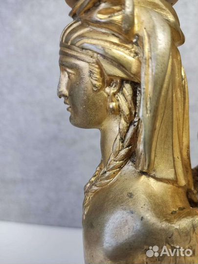 Сфинкс 19 век, бронза позолота, малахит