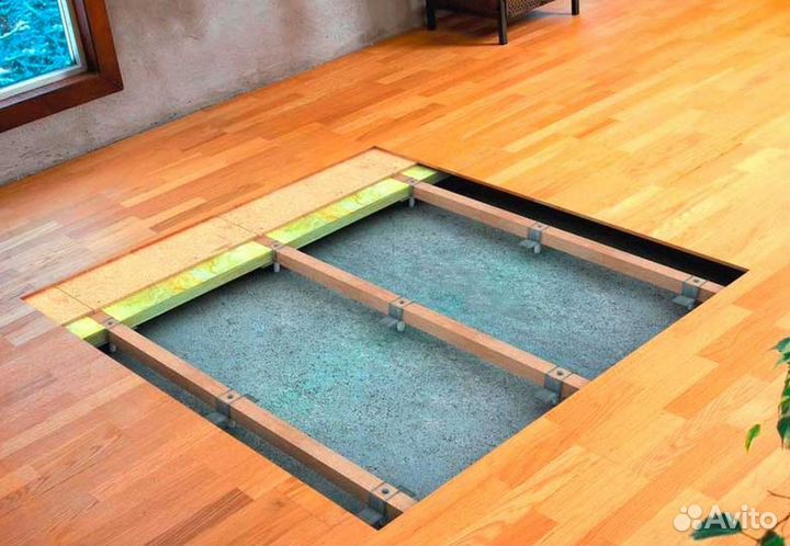 Новый пол. Регулируемый пол. Убрать скрип. Стяжка