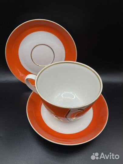 Большая чайная пара Золотое яблоко Дулево (сзр)