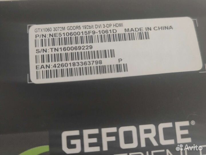 Видеокарта nvidia geforce gtx 1060 3 gb