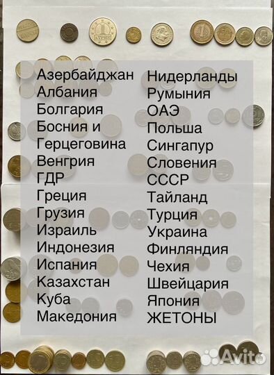 Монеты стран Европы и Азии и жетоны