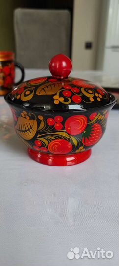 Деревянная посуда хохломская поспись