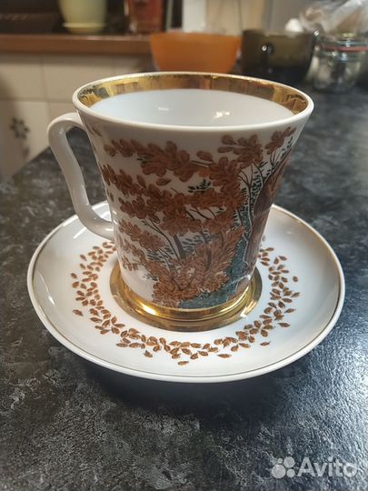 Бокал С Блюдцем «Фонтан» лфз, Позолота 1960 гг