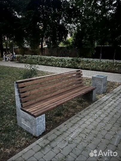 Скамейка, лавочка со спинкой, урна