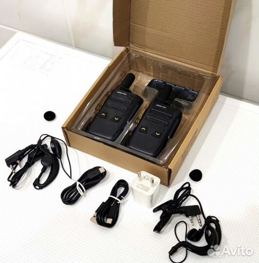 Легкая рация с наушником, комплект 2 штуки