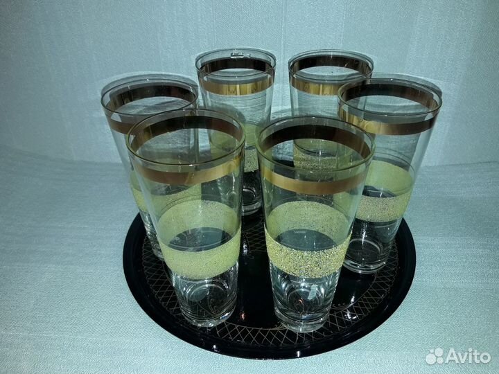 Комплект 6 стаканов на подносе