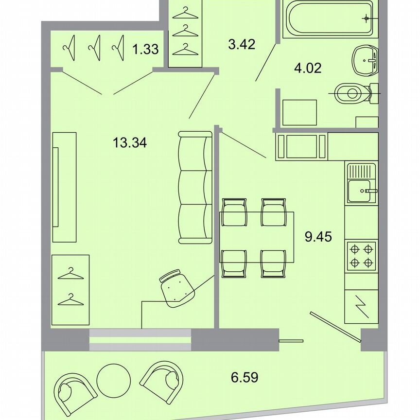 1-к. квартира, 32,6 м², 8/15 эт.