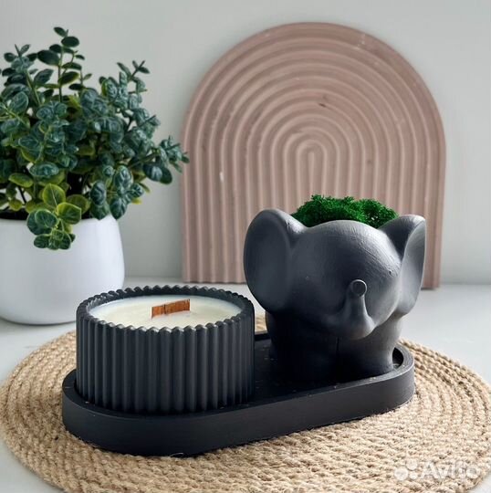 Декоративное Кашпо Слоник из гипса