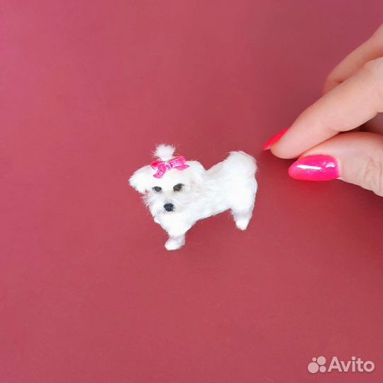 Собака Мальтезе ручной работы, миниатюра