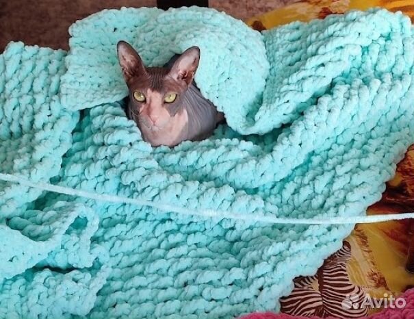 Вязаный плед для взрослых и детей из alize Velluto