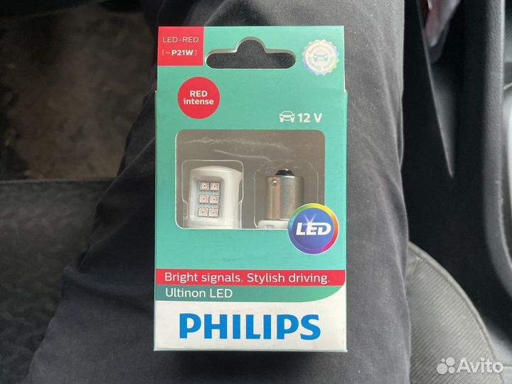 Led-лампы philips красные p21w