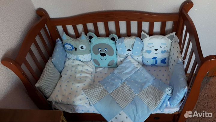 Бортики в кроватку + постель