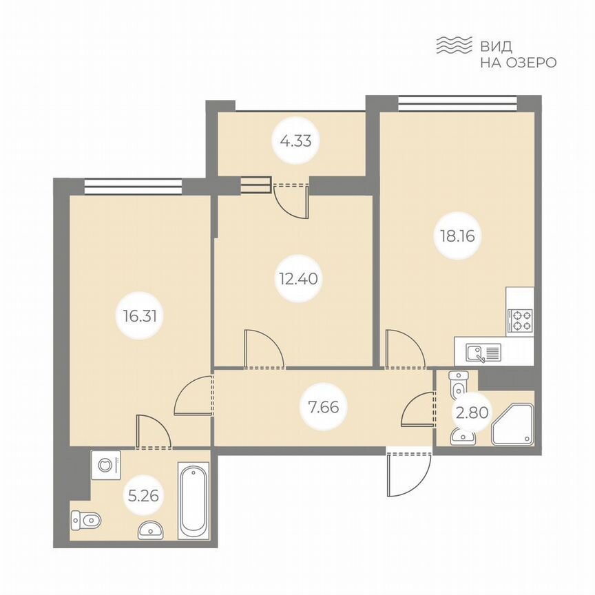 2-к. квартира, 64,8 м², 2/7 эт.
