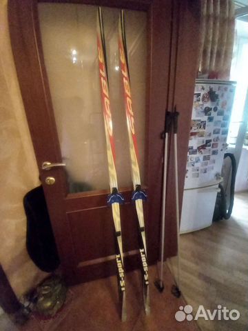 Беговые лыжи 190см с палками 140 см
