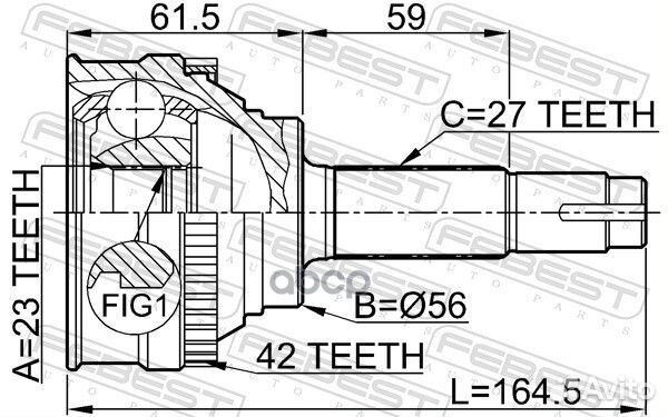 Шрус наружный 23x56x27 (nissan bluebird U14 199