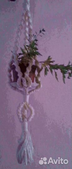 Макраме под кашпо с цветами