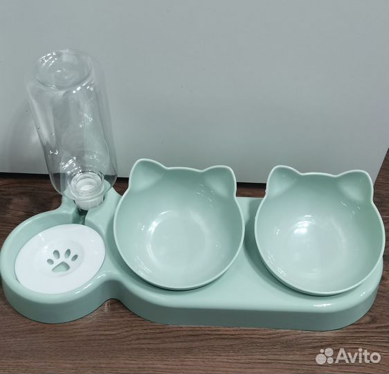 Миска двойная с автопоилкой для кошек и собак