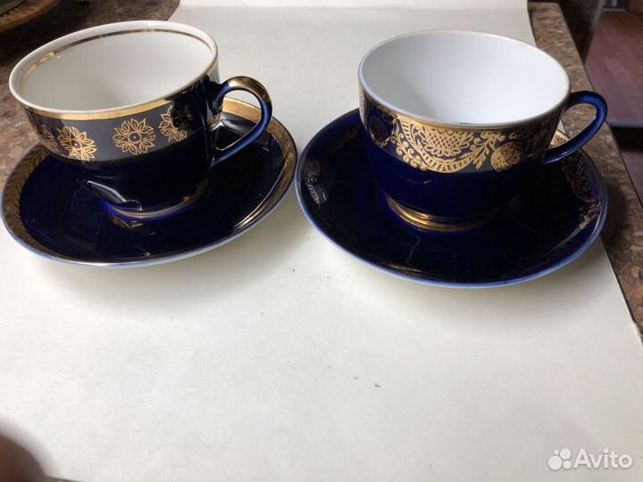 Чайная пара лфз-кобальт костяной фарфор