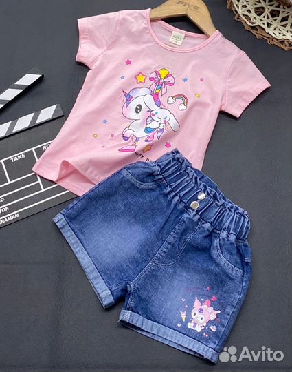 Летний костюм для девочки футболка и шорты