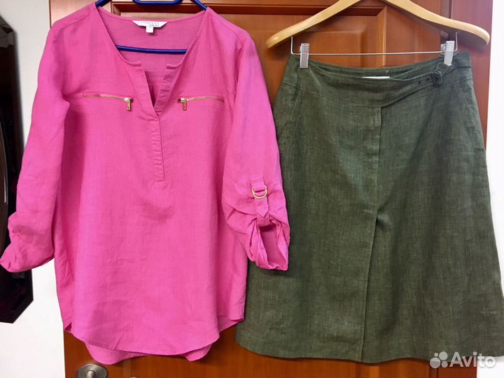 Rene Lezard.Лен.Сафари.Юбка цвета хаки.Оригинал