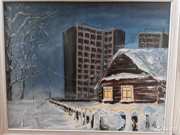 Картина маслом на холсте городской пейзаж