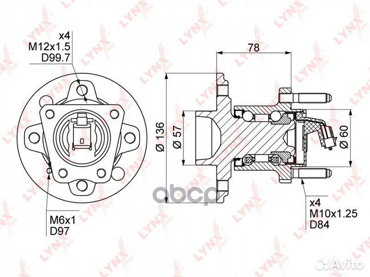 Ступица колеса зад прав/лев WH1131 lynxauto