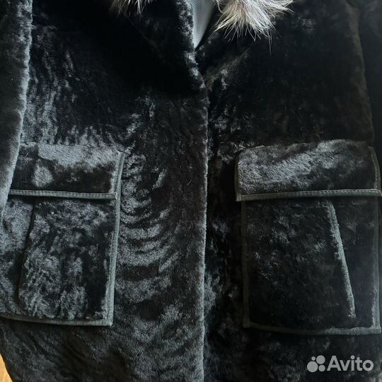 Полушубок из стриженого мутона и чернобурки