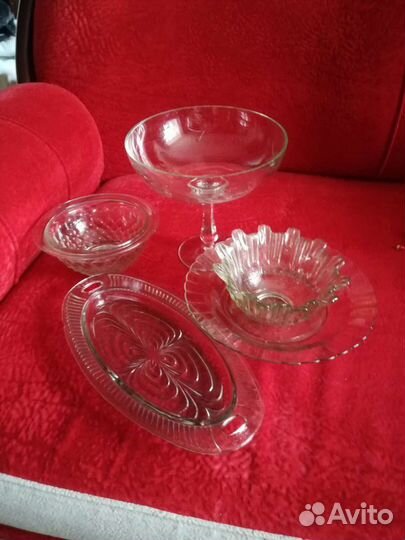 Ваза, конфетницы, кружки хрустальные