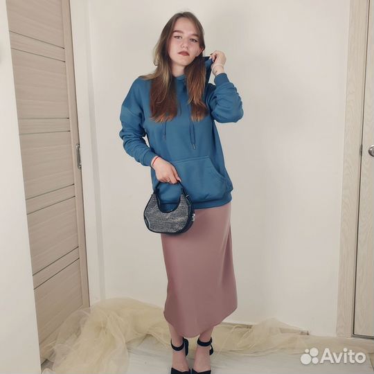 Однотонное утепленное худи