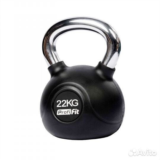 Гиря обрезиненная с хром ручкой profi-FIT 22 кг