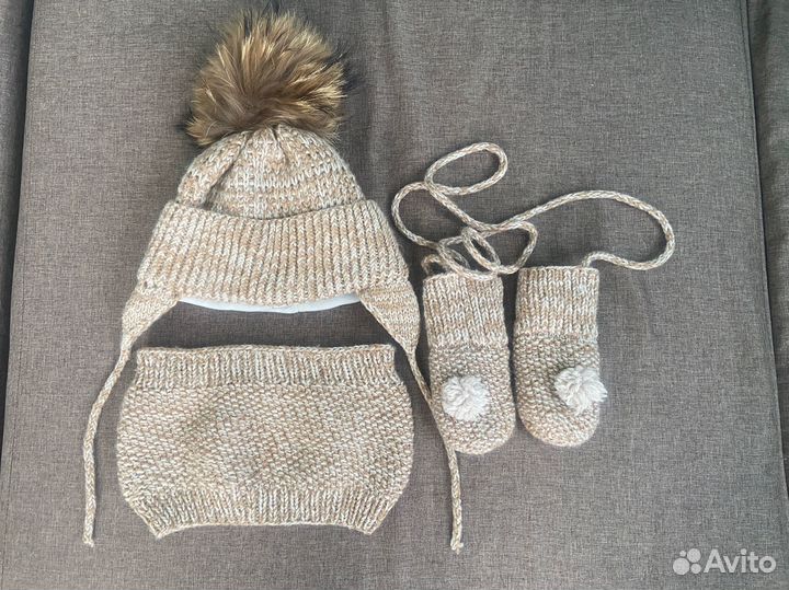 Комплект шапка снуд варежки