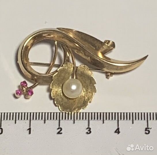 Брошь золотая винтаж Италия 750
