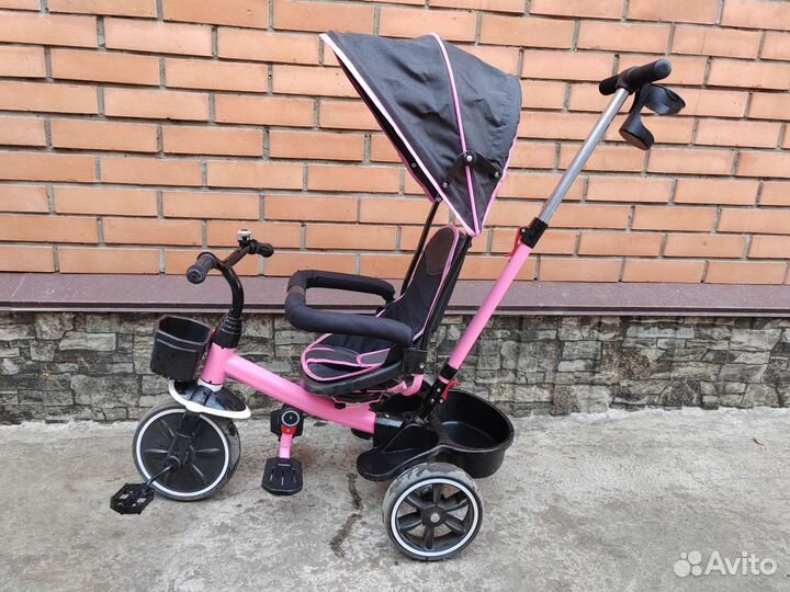 Детский велосипед трехколесный с ручкой