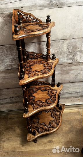 Этажерка деревянная угловая