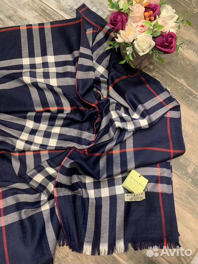 Кашемировый палантин шарф Burberry синий