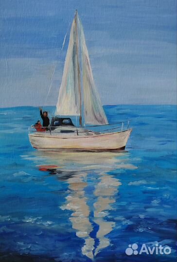 Морской пейзаж лодка парусник картина