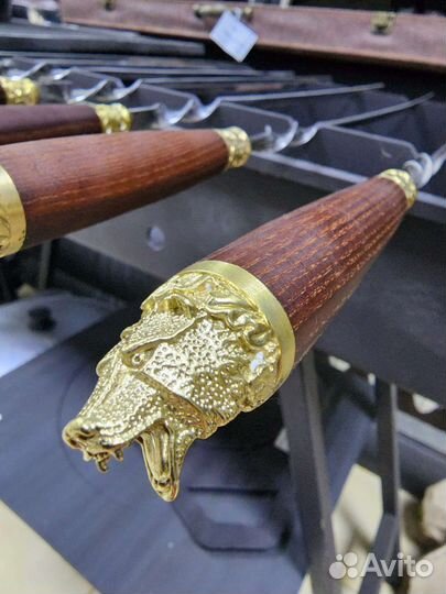 Набор шампуров подарочный литые головы животных